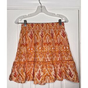 Loft Women's A Line Mini Skirt Orange Paisley XS‎ New